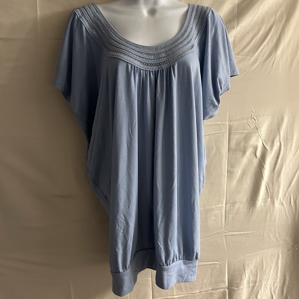 New XL Lilly Lou Baby Blue Metallic Band Embellished Top #1860*10